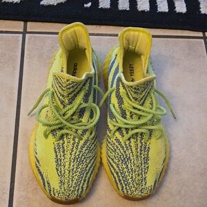 Mens Adidas YEEZY Neon Yellow and Dark Gray Sneakers